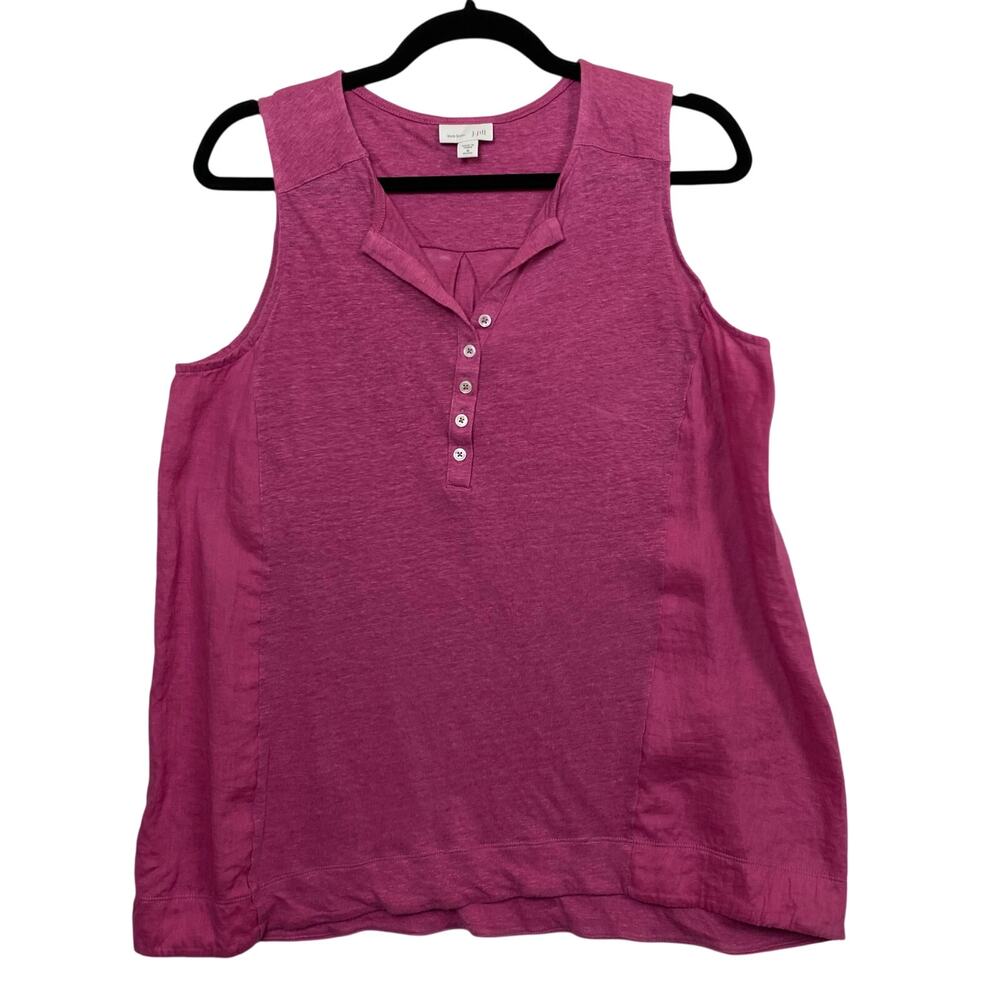 J. Jill Love Linen Pink 100% Linen Sleeveless Top Size Medium Petite